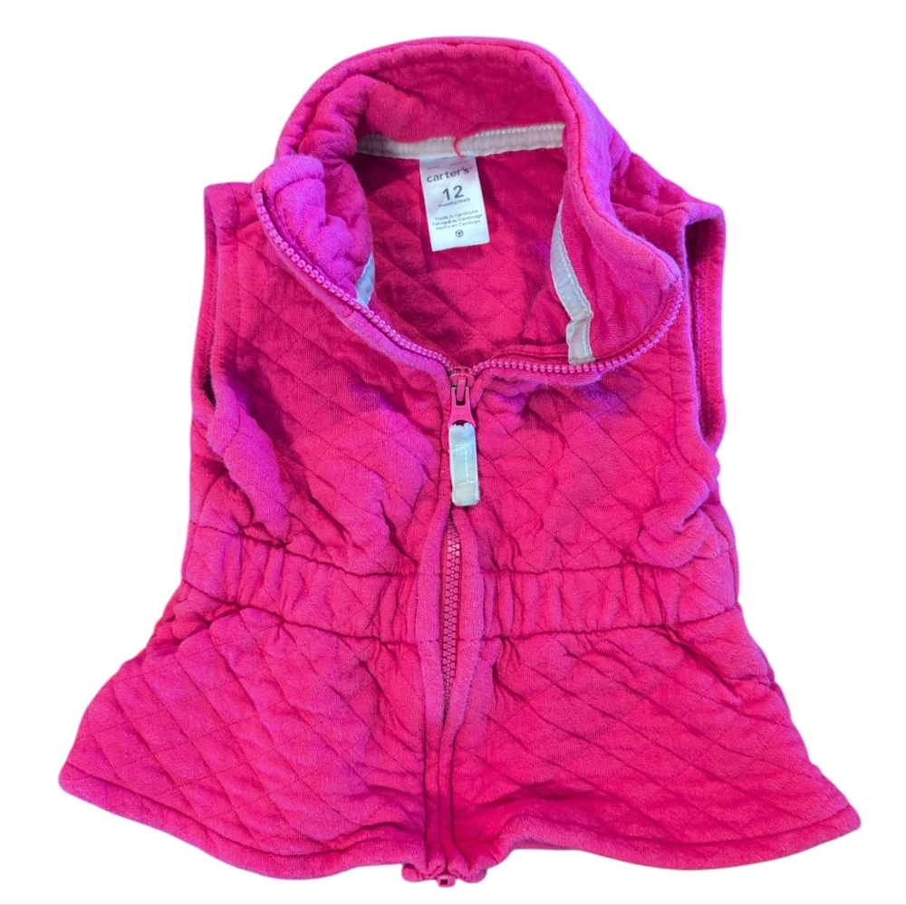 🍁2/$7🍁 CARTER'S Solid Pink Full Zip Quilted Vest
